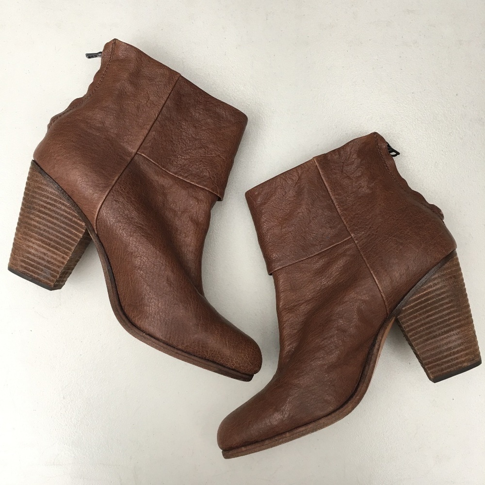 rag & bone Newbury Leather Heeled Ankle Boots Brown Size 9.5